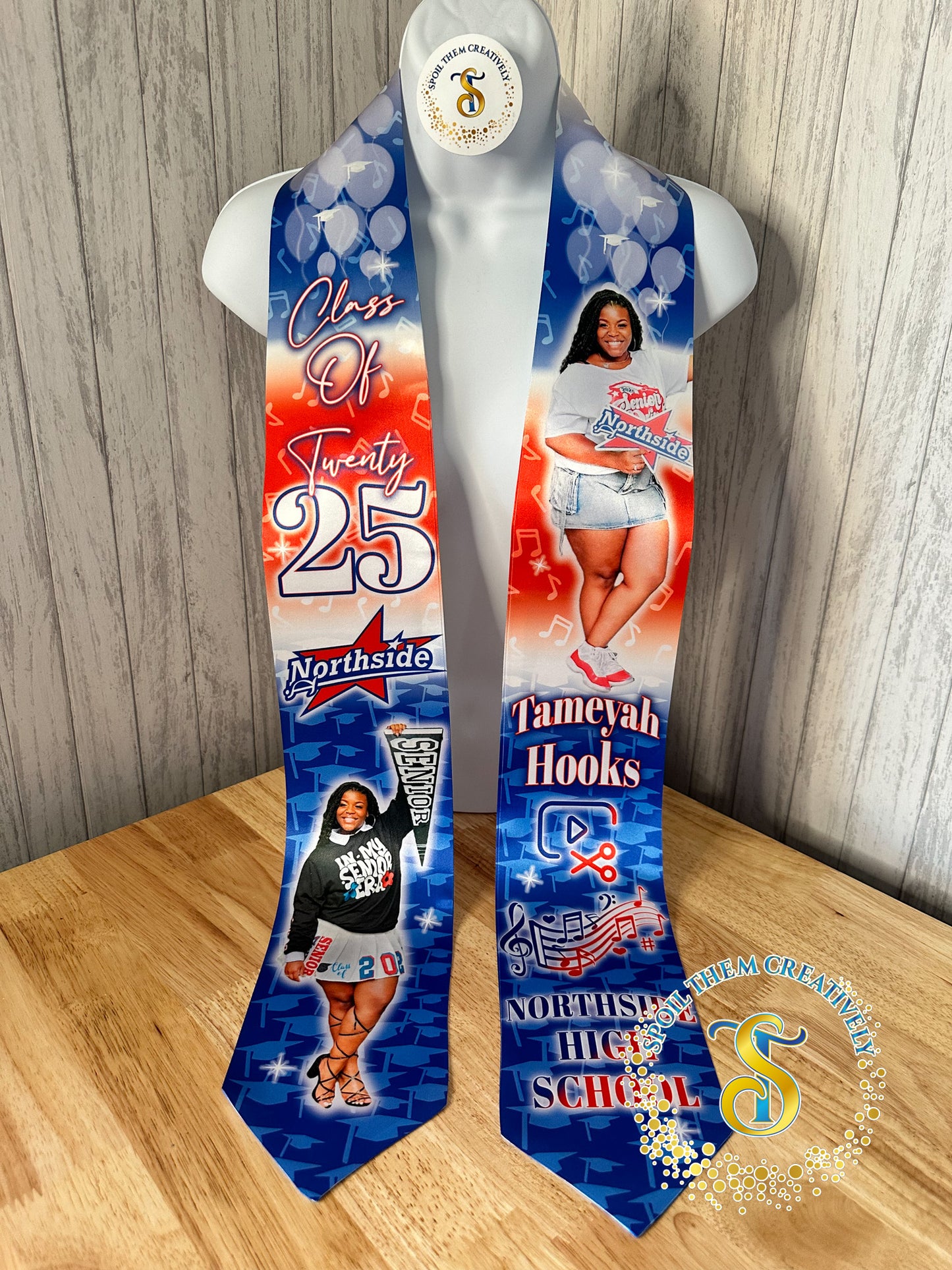 Graduation Stole with 2 Pictures