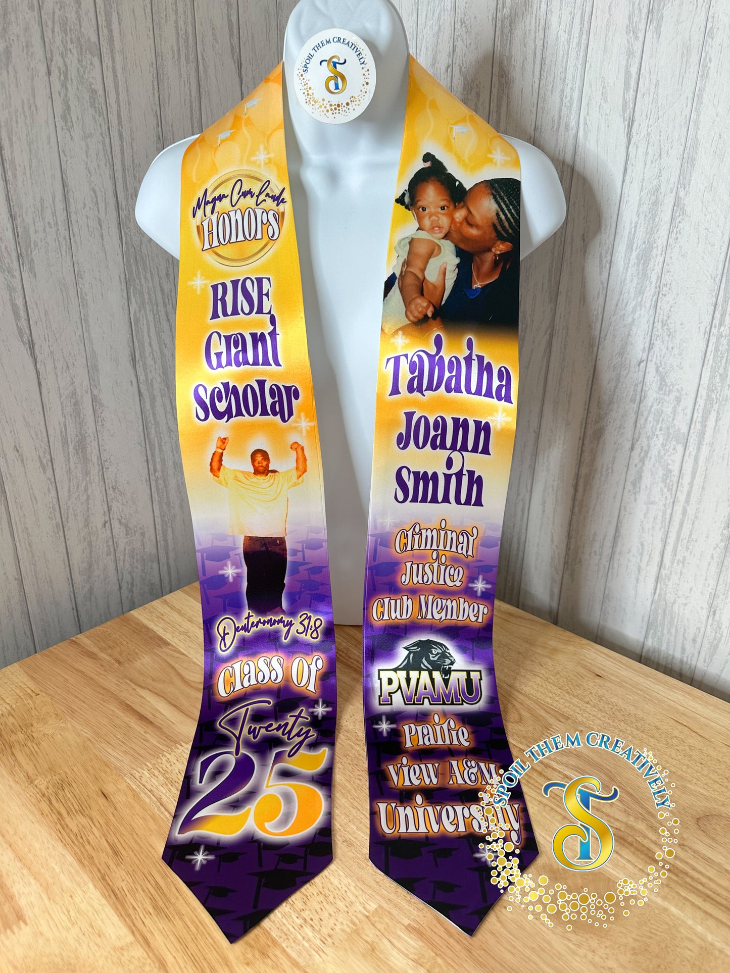 Graduation Stole with 2 Pictures