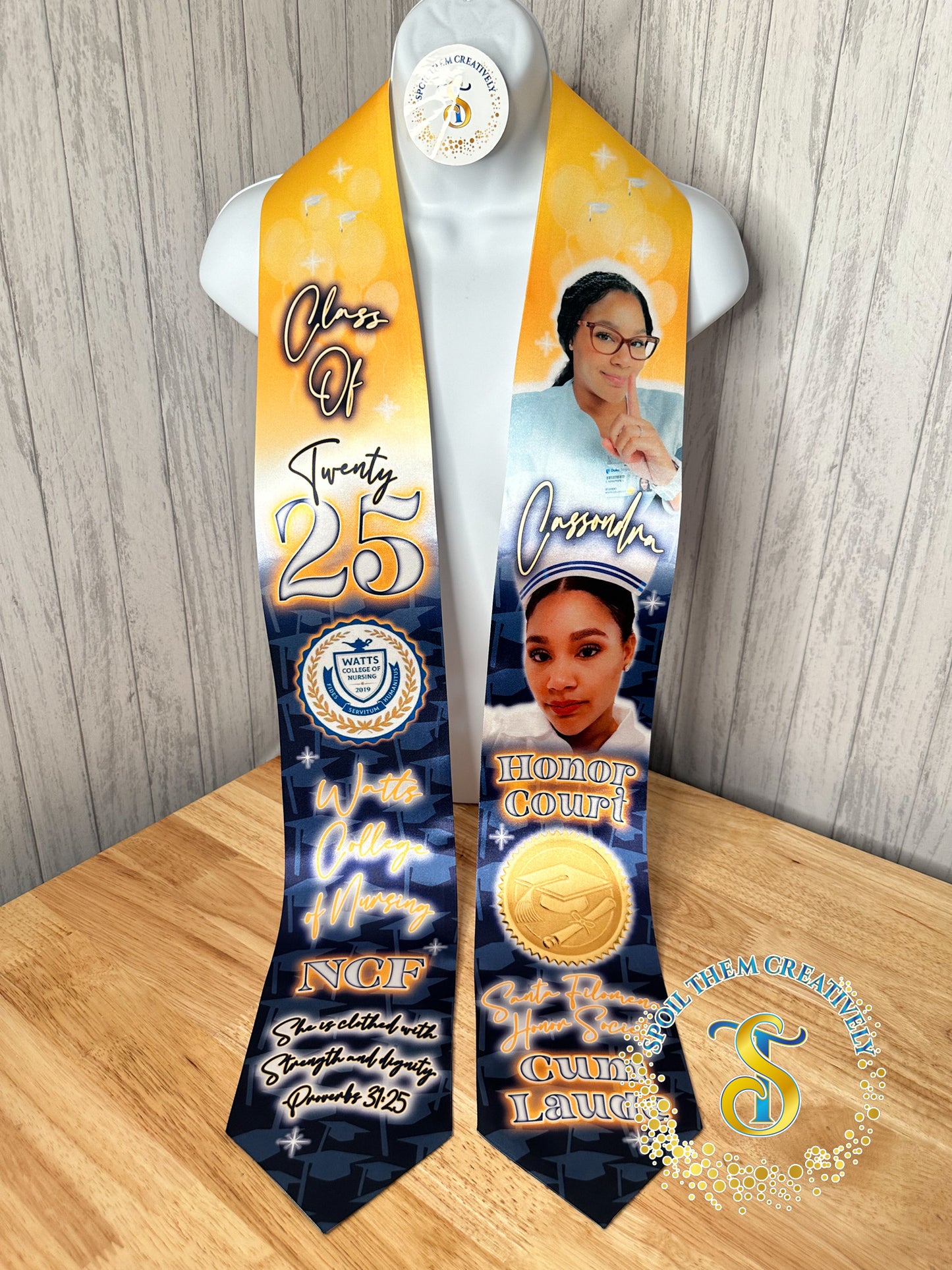Graduation Stole with 2 Pictures
