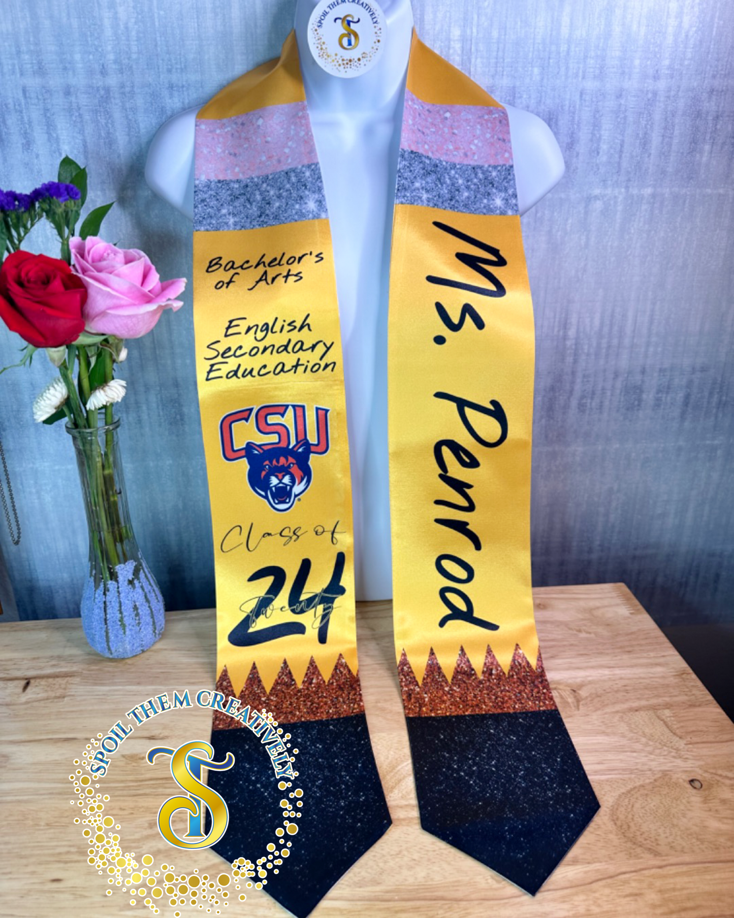 Teacher Pencil Graduation Stole