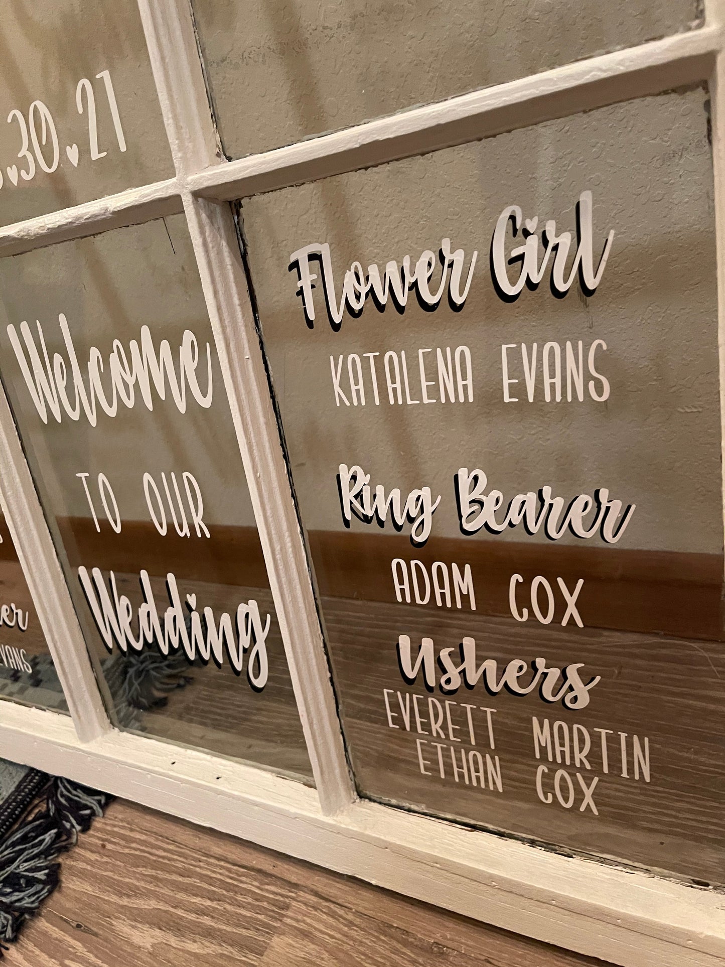 6 Pane Completed Wedding Window Display, Window Included | Wedding Window Display | For PICKUP ONLY