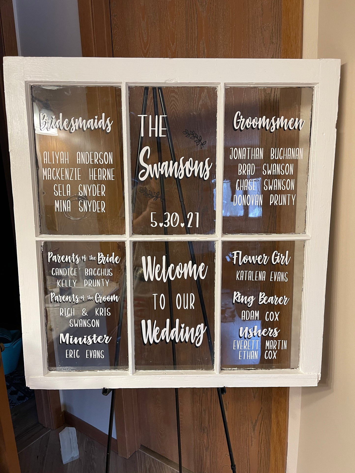 6 Pane Completed Wedding Window Display, Window Included | Wedding Window Display | For PICKUP ONLY