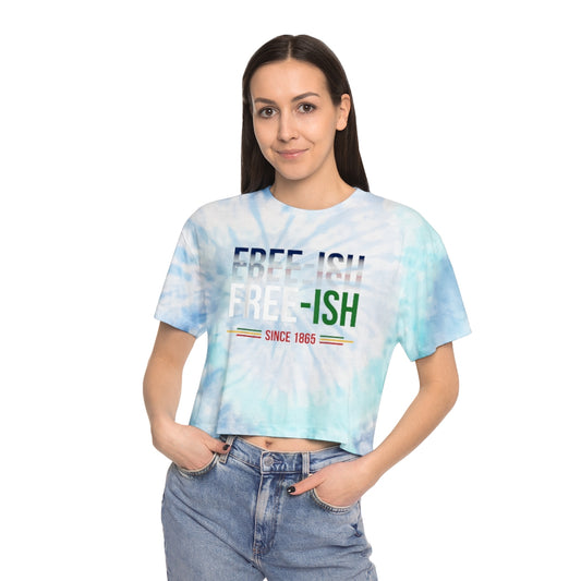Juneteenth Women's Blue Tie-Dye Crop Tee