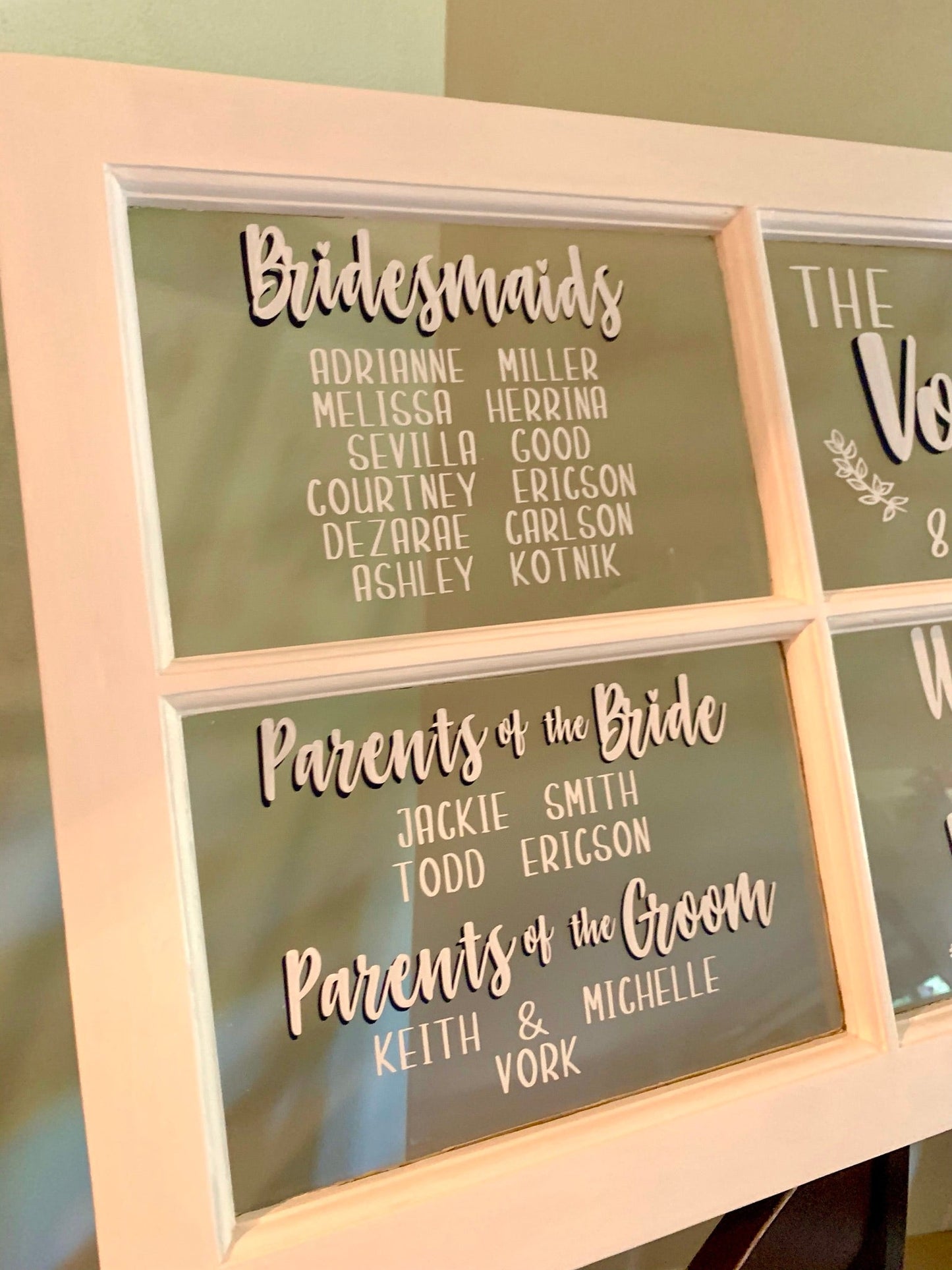 6 Pane Completed Wedding Window Display, Window Included | Wedding Window Display | For PICKUP ONLY