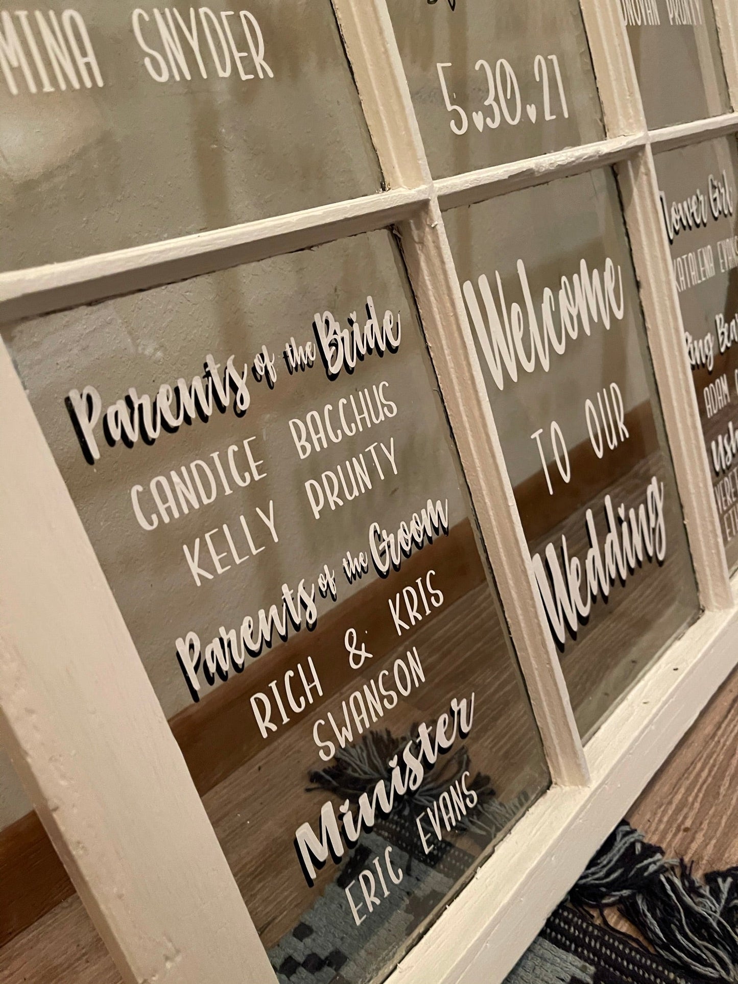 6 Pane Completed Wedding Window Display, Window Included | Wedding Window Display | For PICKUP ONLY