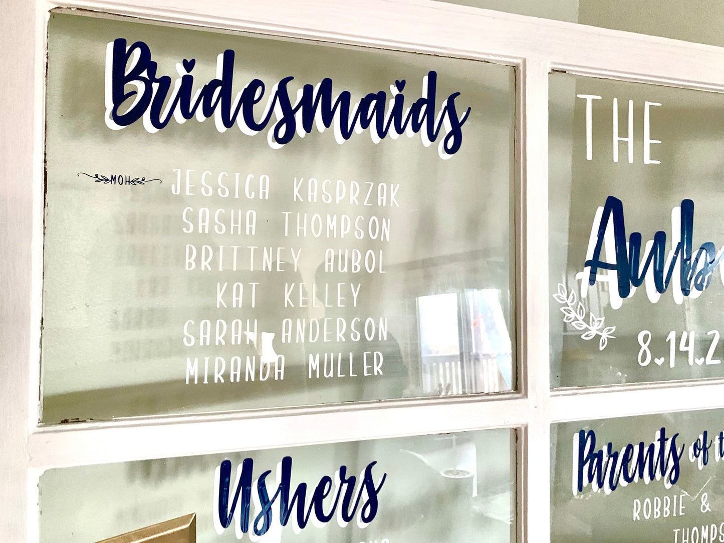 6 Pane Completed Wedding Window Display, Window Included | Wedding Window Display | For PICKUP ONLY