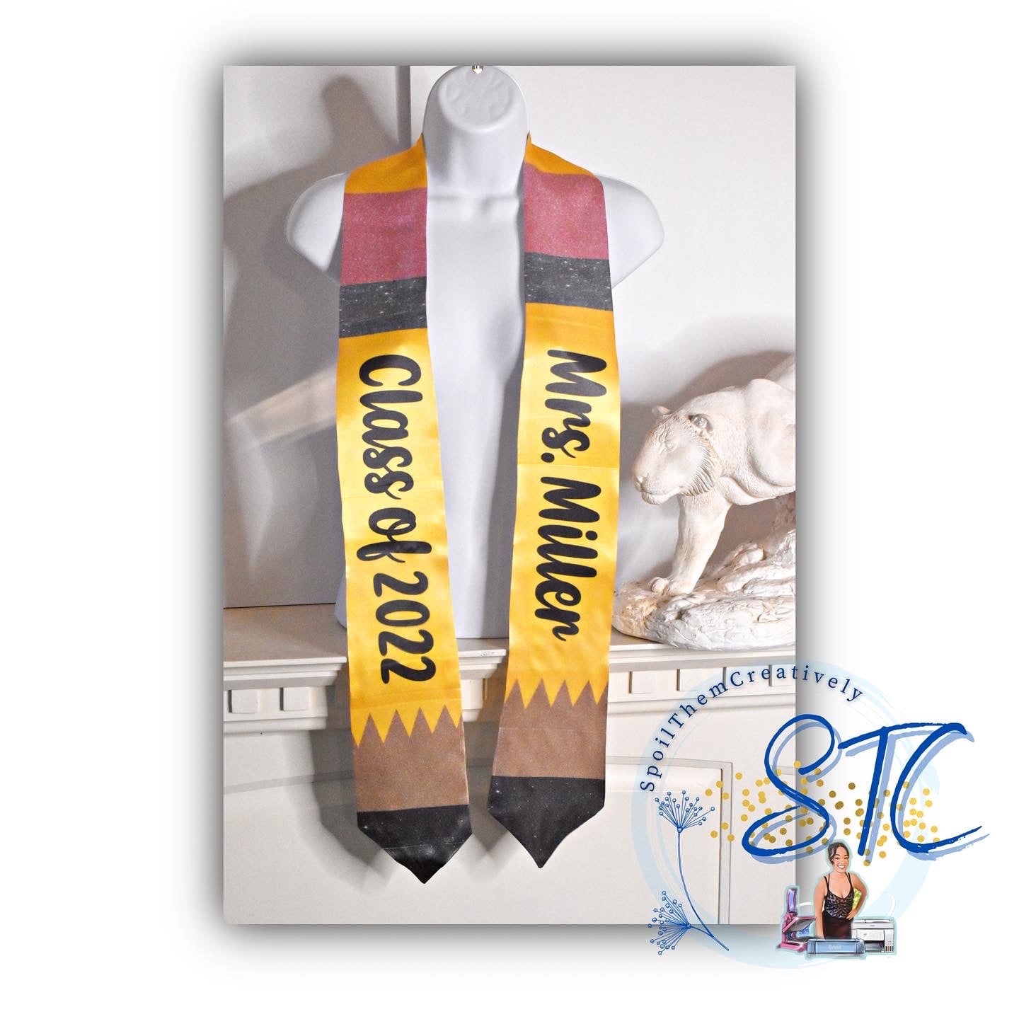 Custom graduation educator pencil stole teacher with glitter