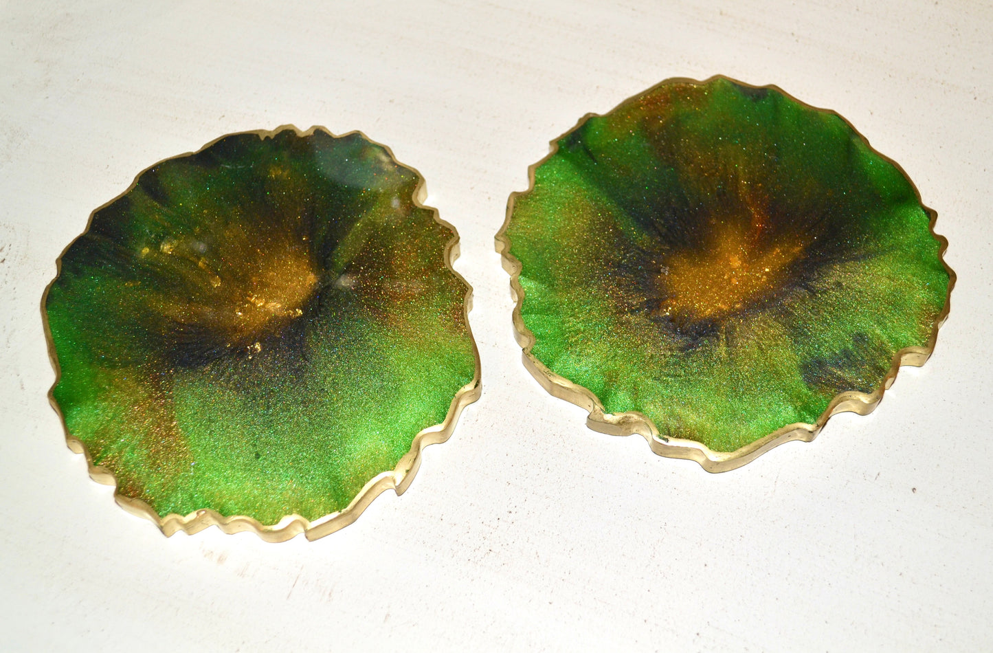 Green, Black and Gold Wine Butler & Two Coasters Set