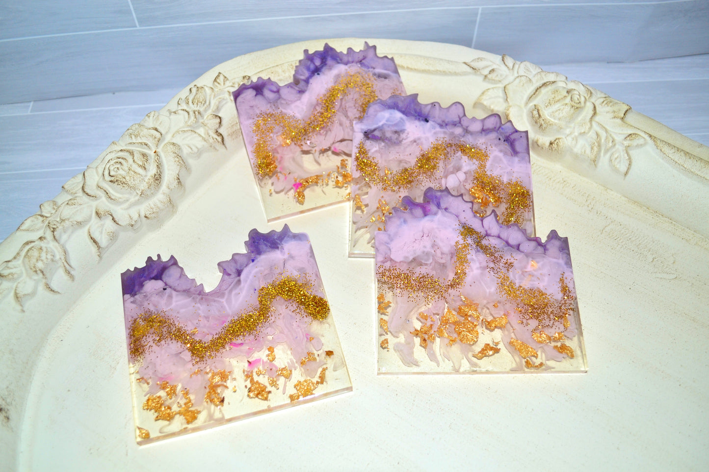 Purple Dream Resin Coasters (set of 4)