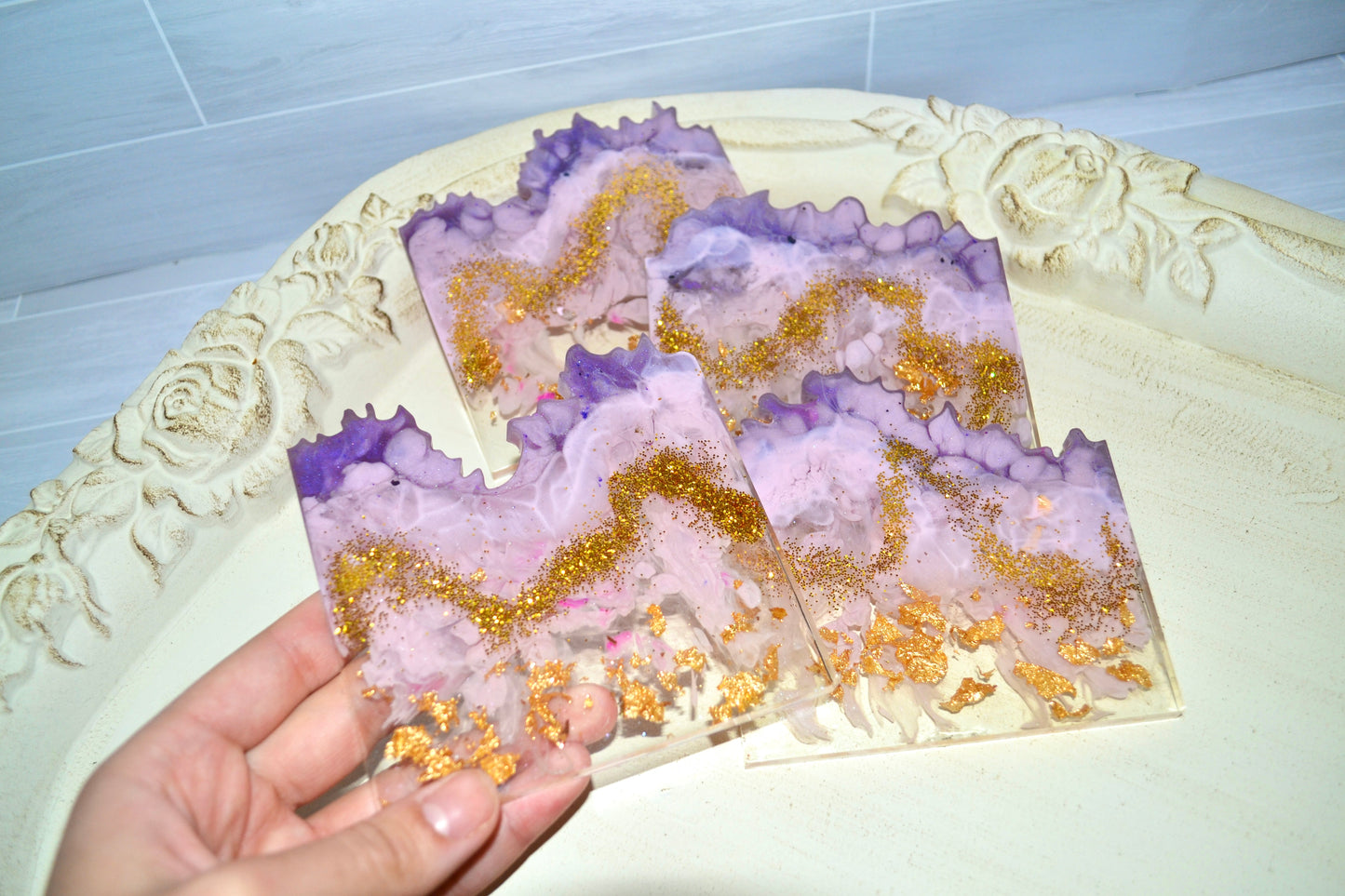 Purple Dream Resin Coasters (set of 4)