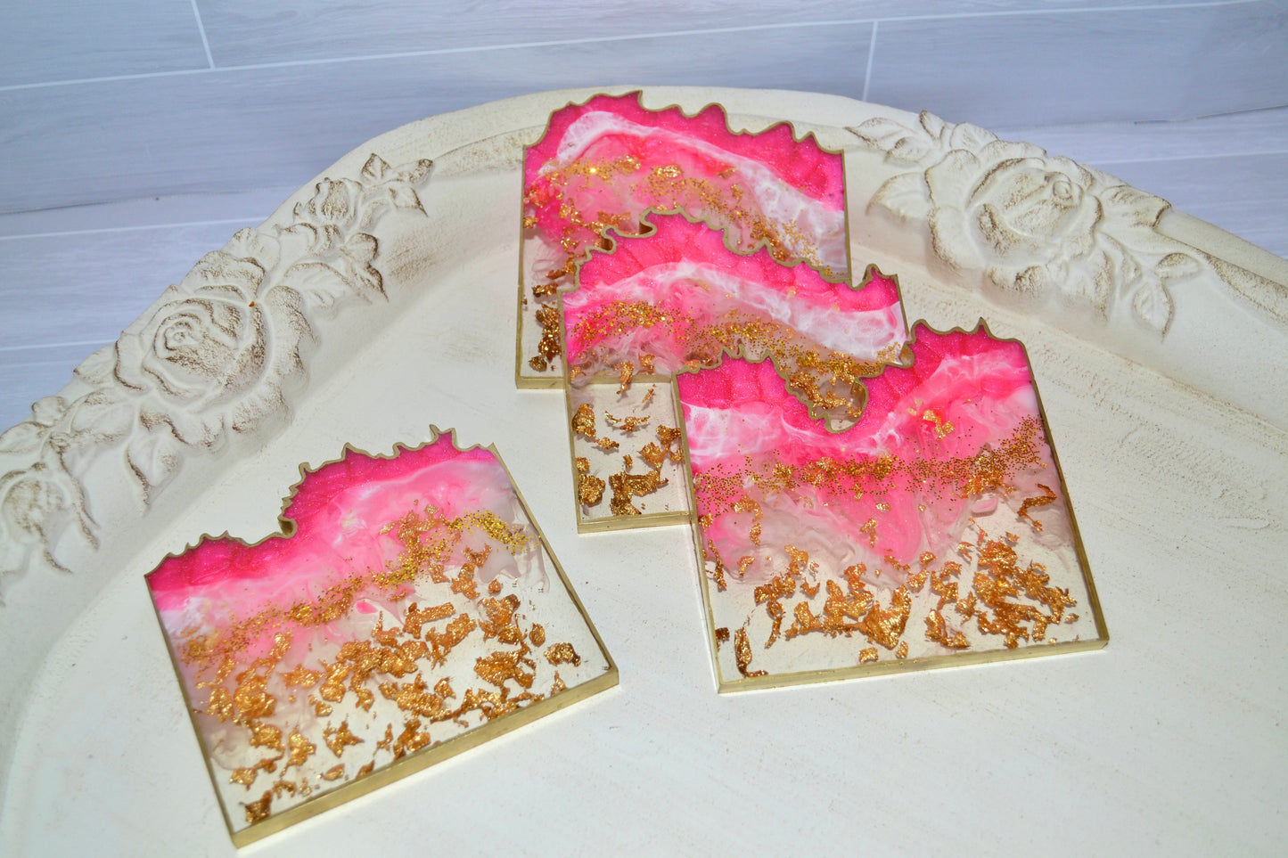 Pink Dream Resin Coasters (set of 4)