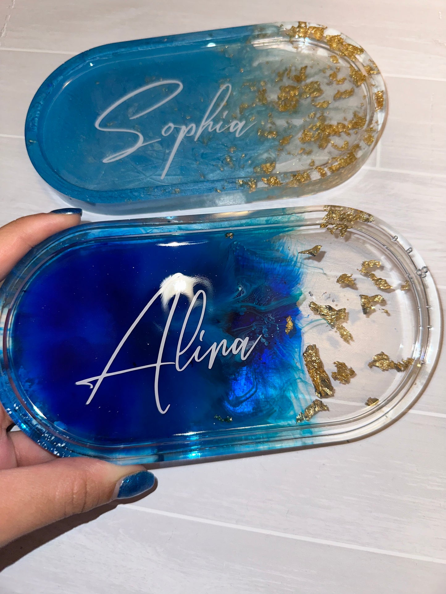 Blue Resin Trinket Tray
