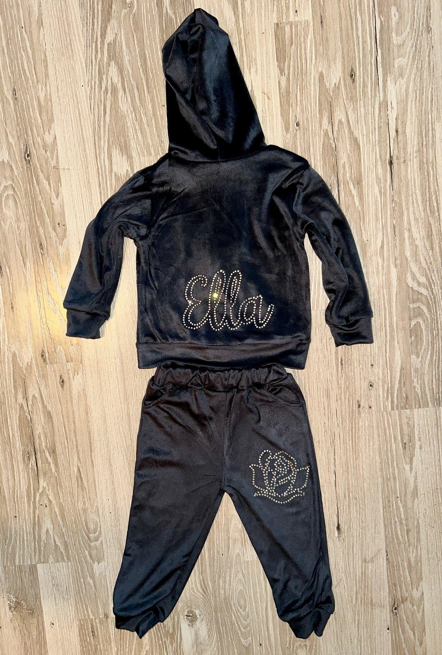Rhinestone Velour Track Suit (Custom)