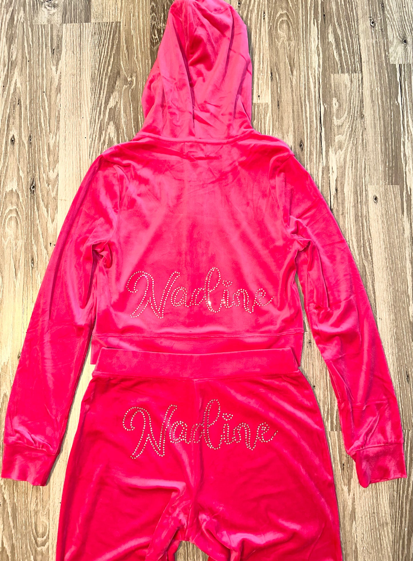 Rhinestone Velour Track Suit (Custom)