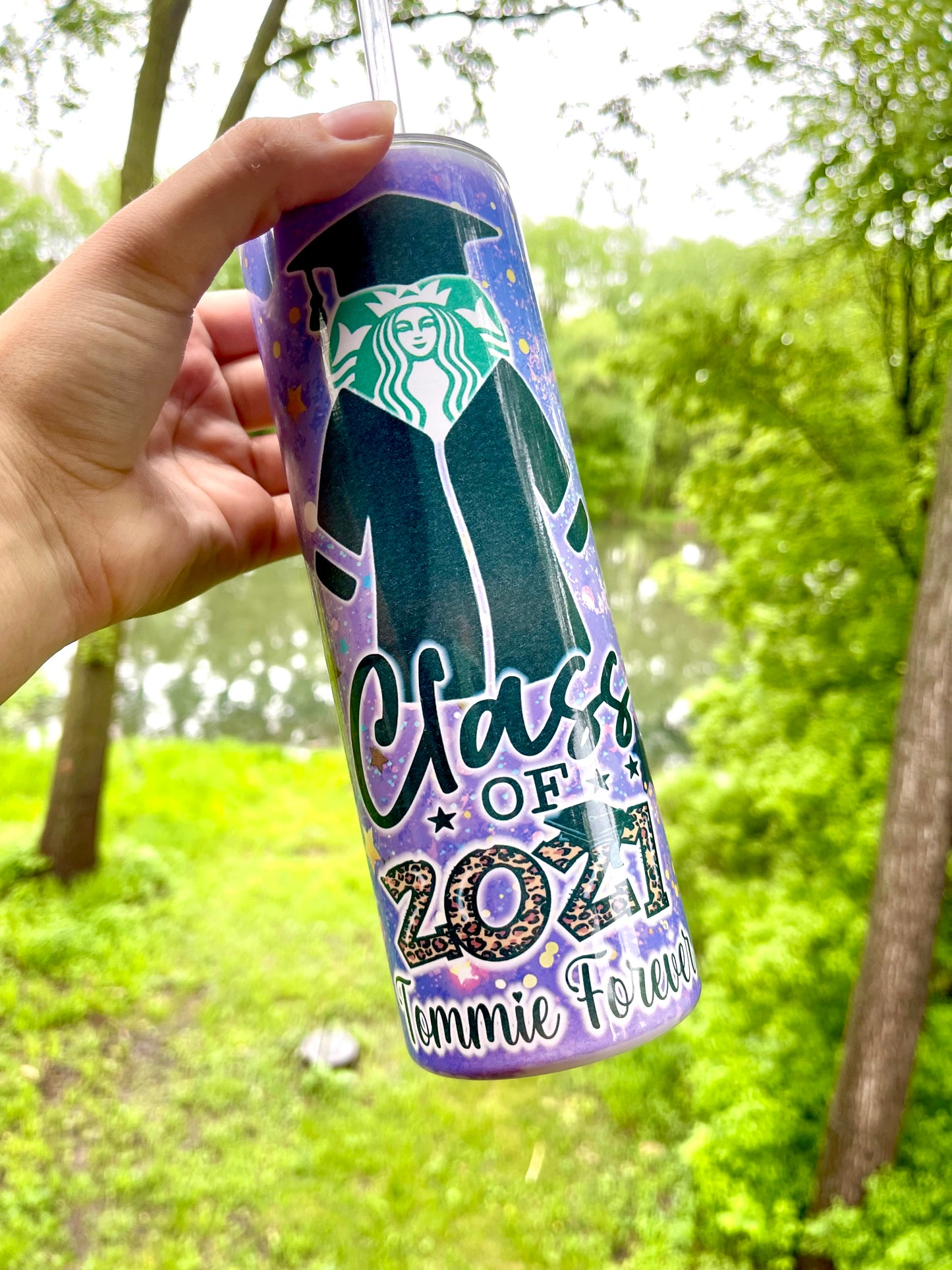 Personalized Stainless Steel Graduation Tumbler w/ Pictures (20oz Skinny)