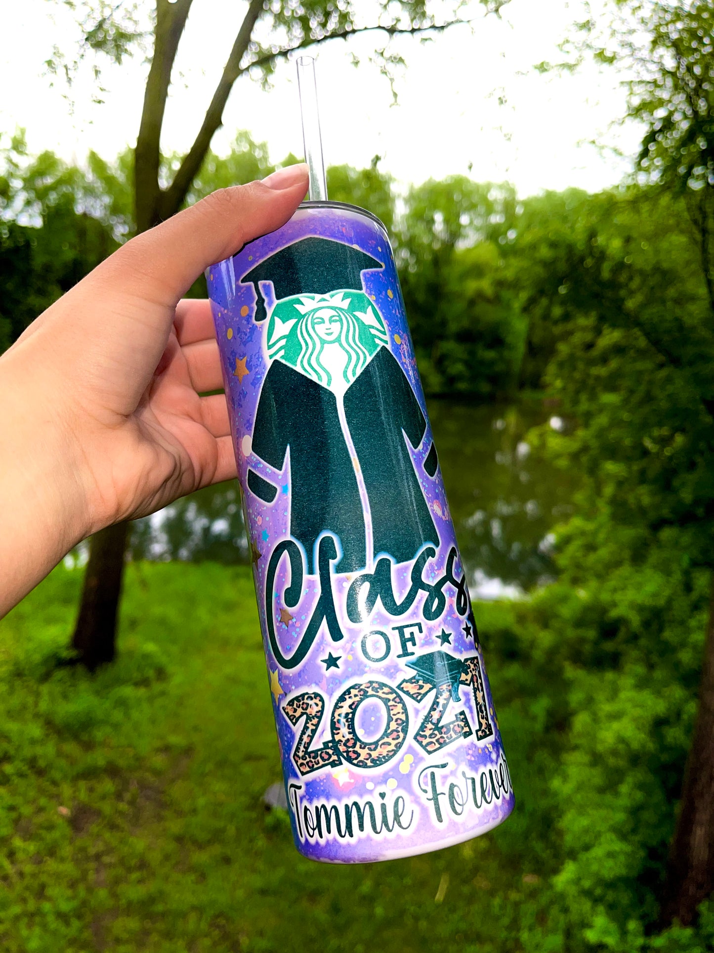 Personalized Stainless Steel Graduation Tumbler w/ Pictures (20oz Skinny)