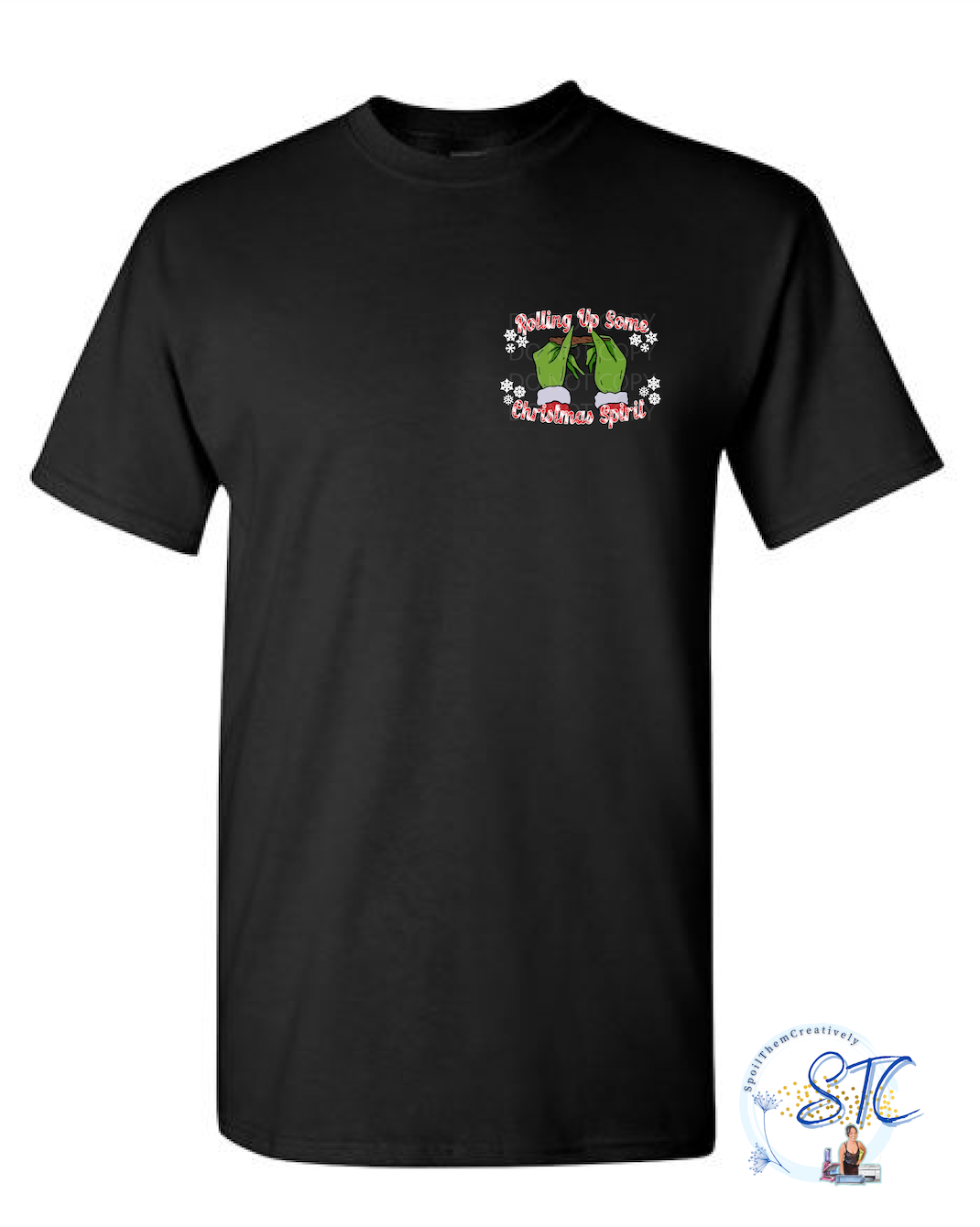 Rolling Up Some Christmas Spirit T-Shirt (Pocket Design)
