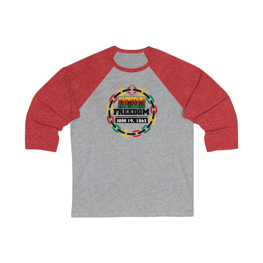 Juneteenth Raglan Adult Unisex 3\4 Sleeve Tee