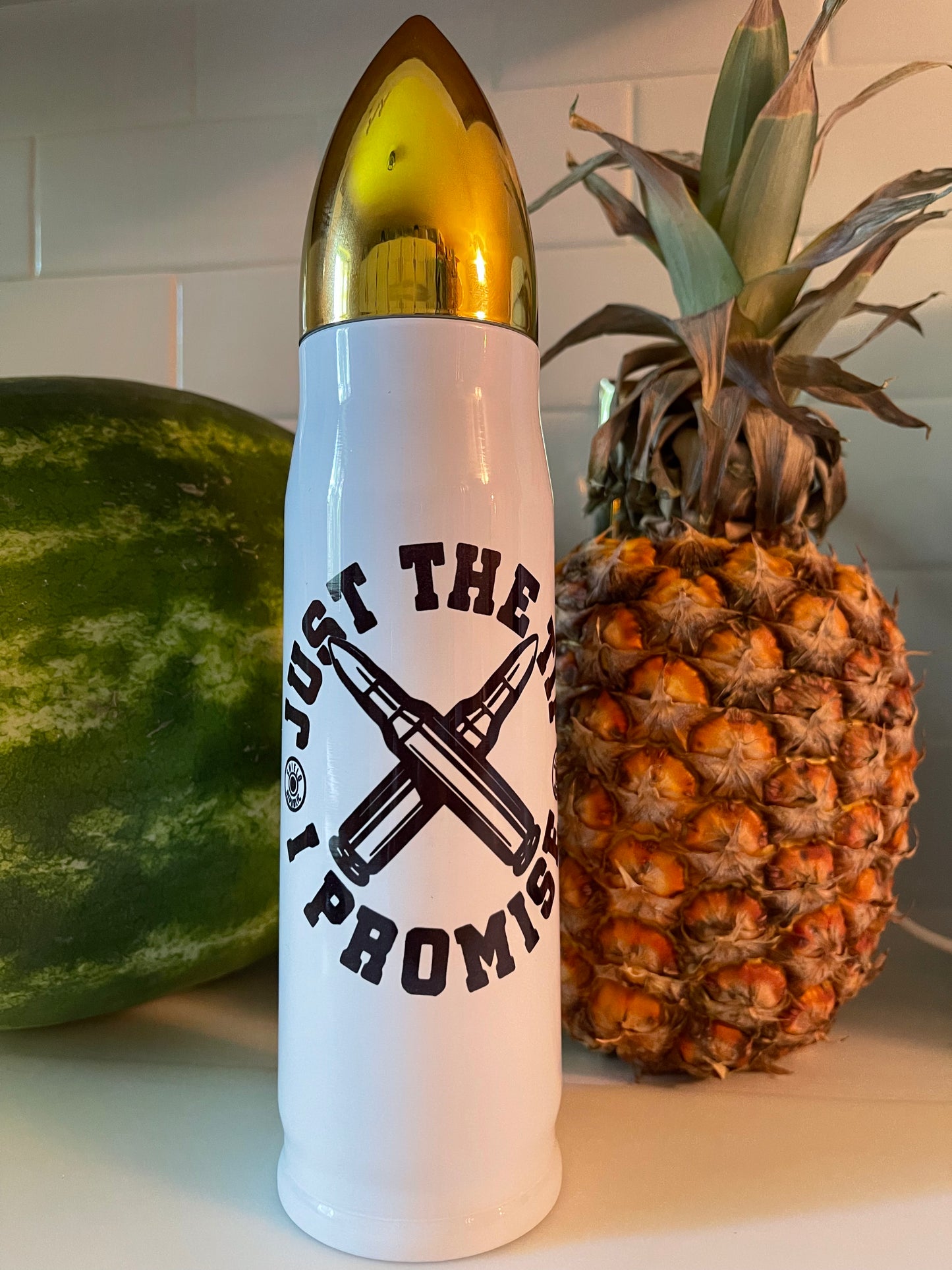 Just the Tip Tumbler | White and Gold Bullet Tumbler (17oz)