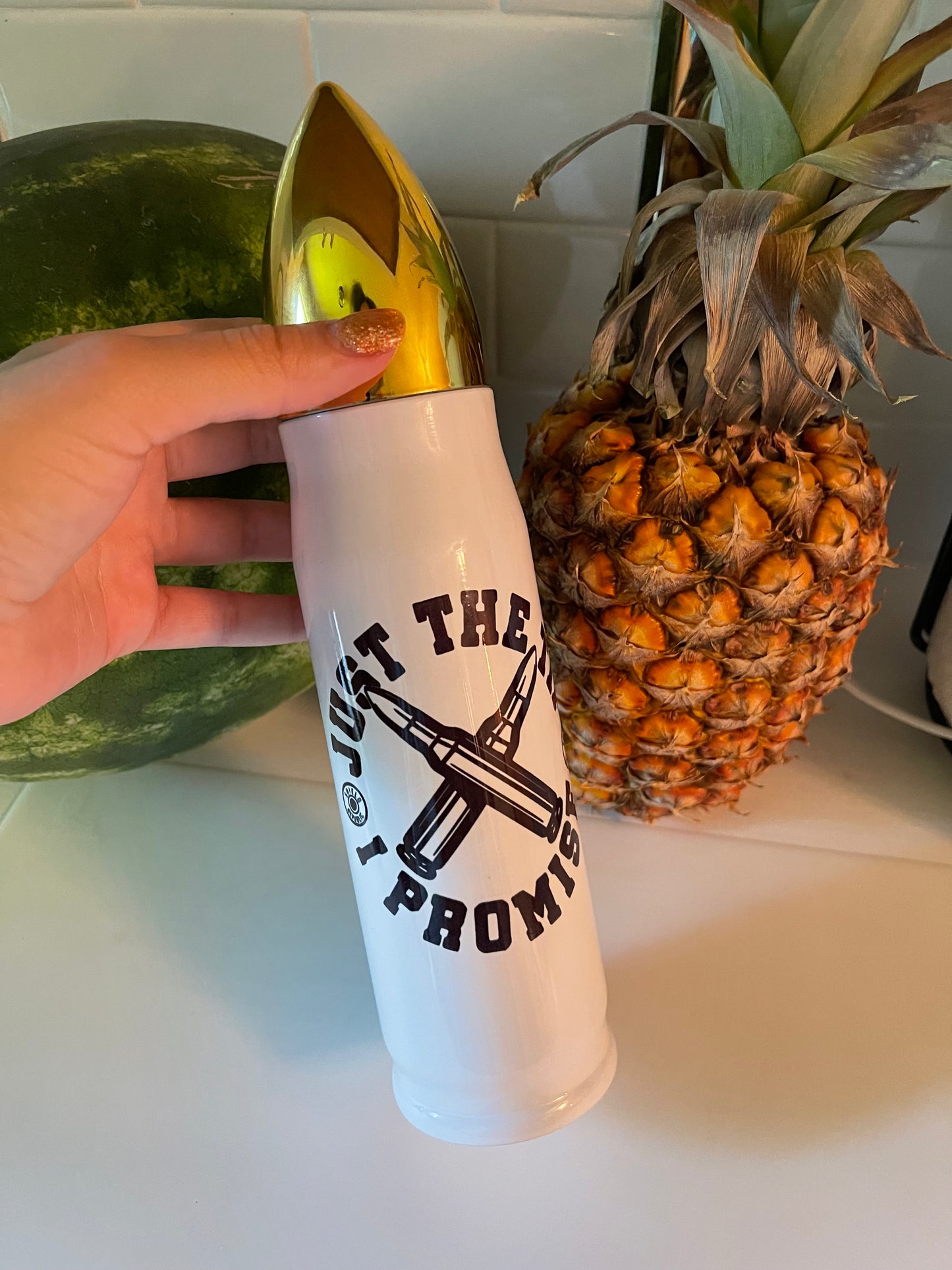 Just the Tip Tumbler | White and Gold Bullet Tumbler (17oz)