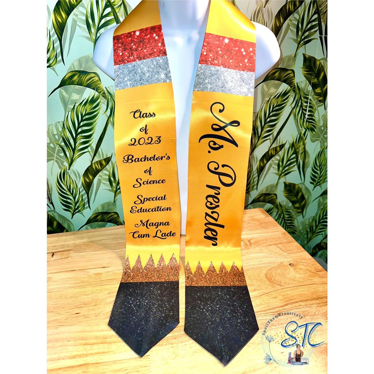 Teacher Pencil Graduation Stole