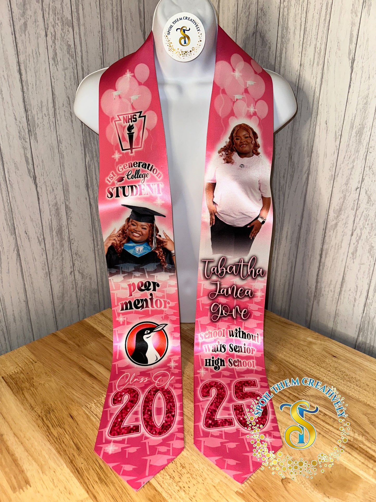 Graduation Stole with 2 Pictures