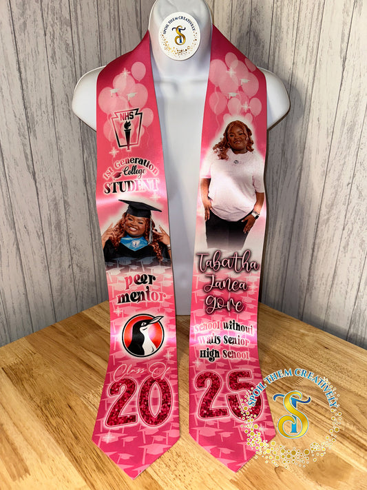 Graduation Stole with 2 Pictures