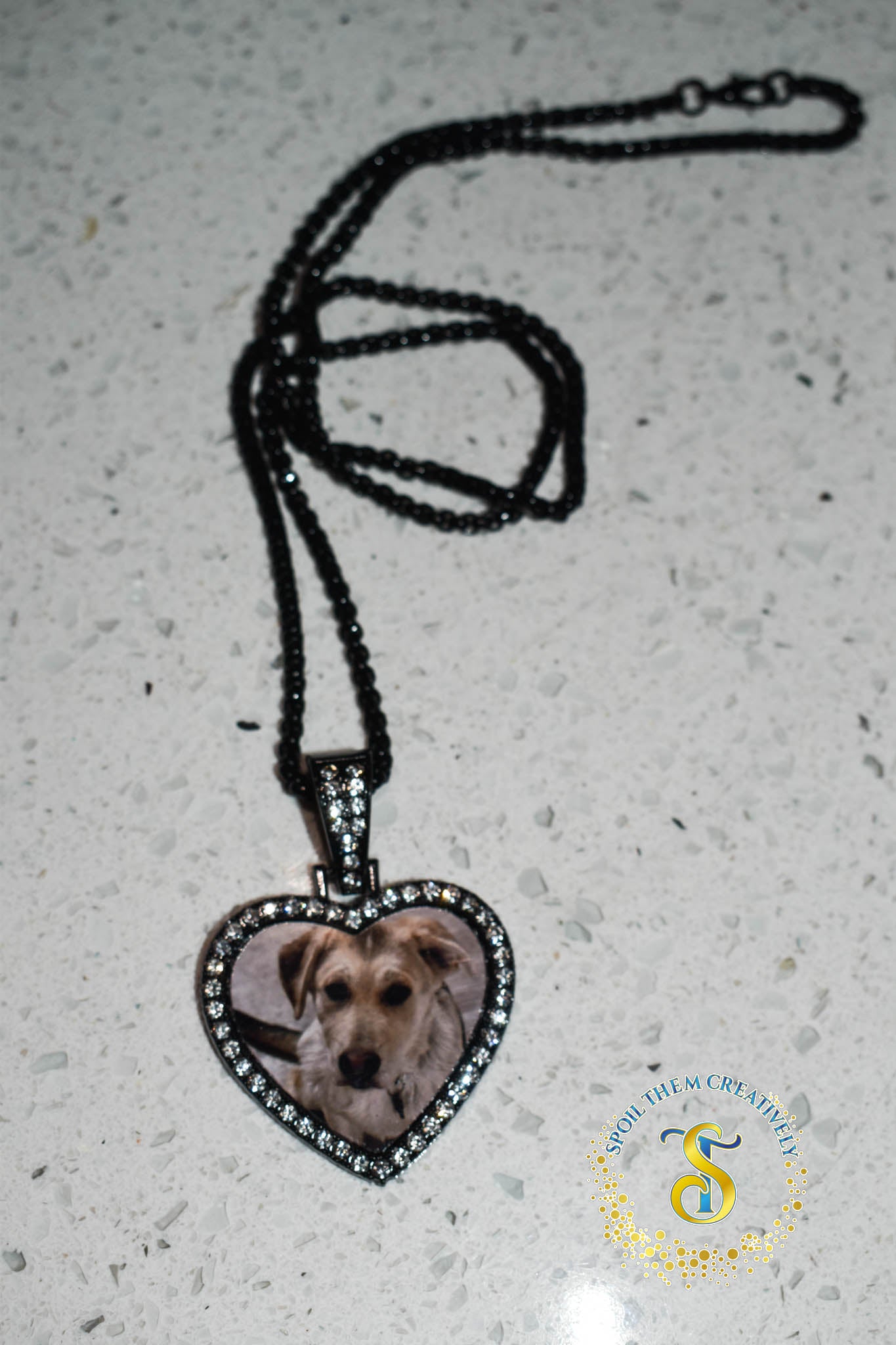 Rhinestone Heart Photo Necklace