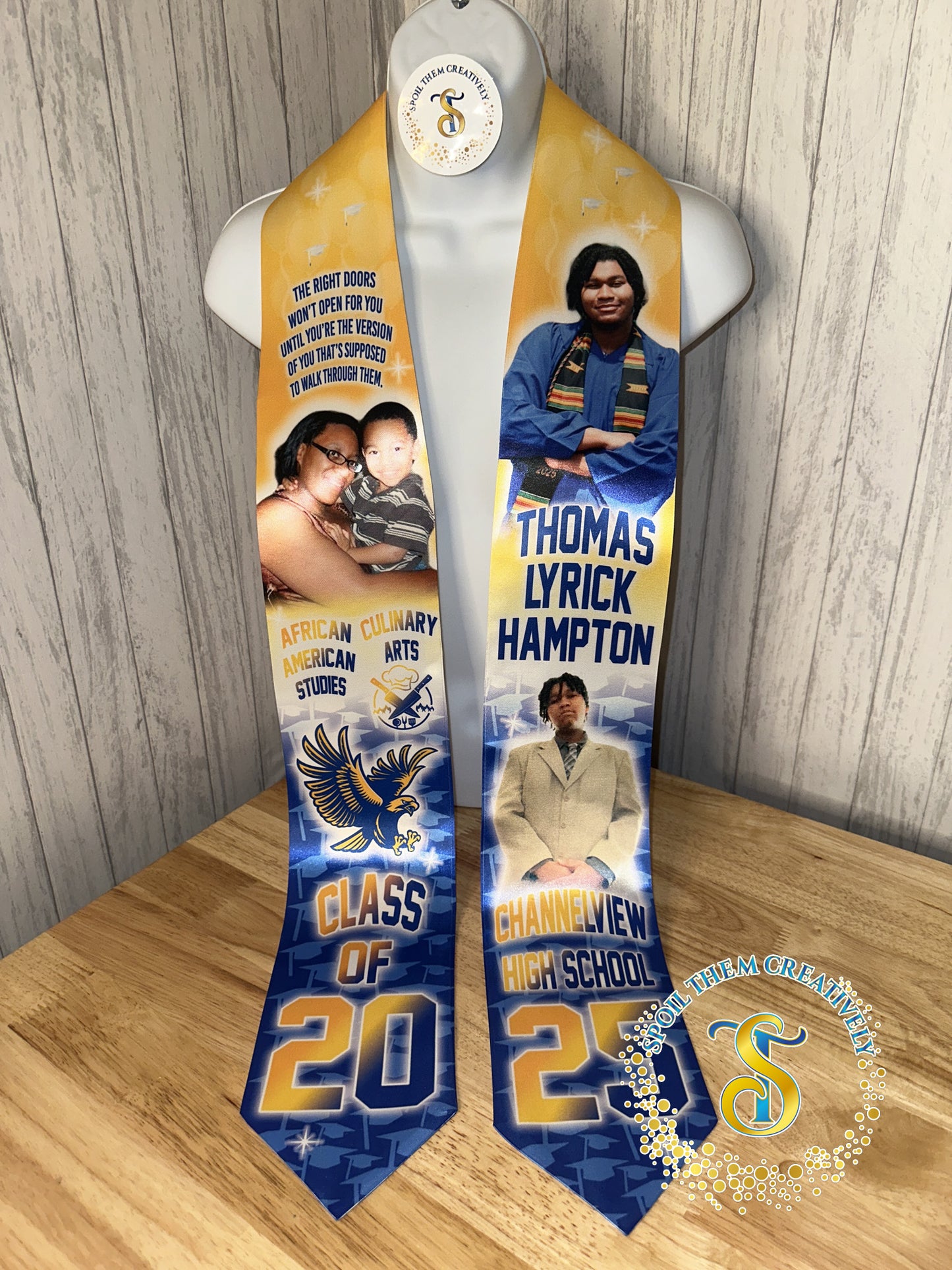 Graduation Stole with 3 Pictures