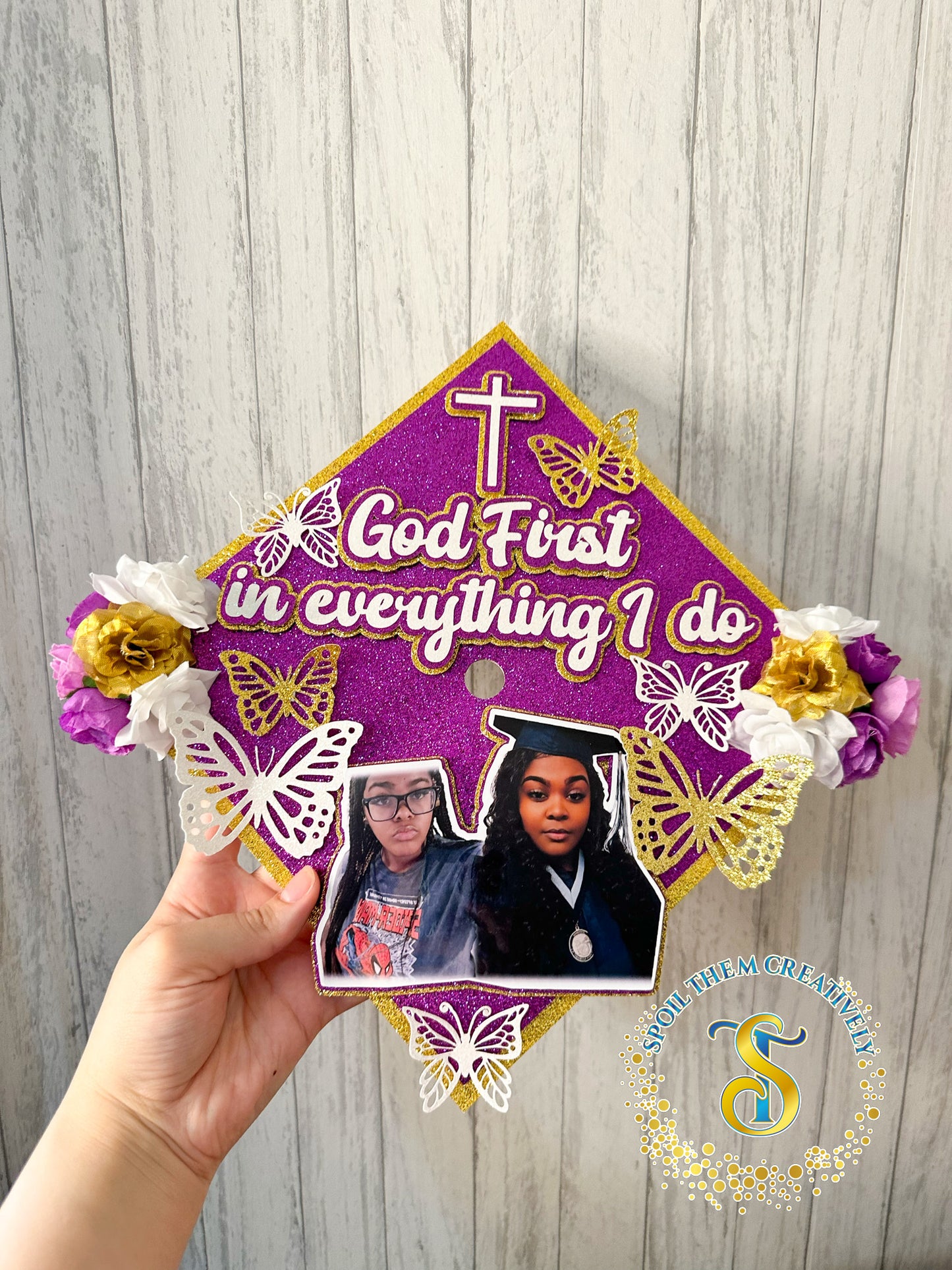 Graduation cap with personalized Religious design 