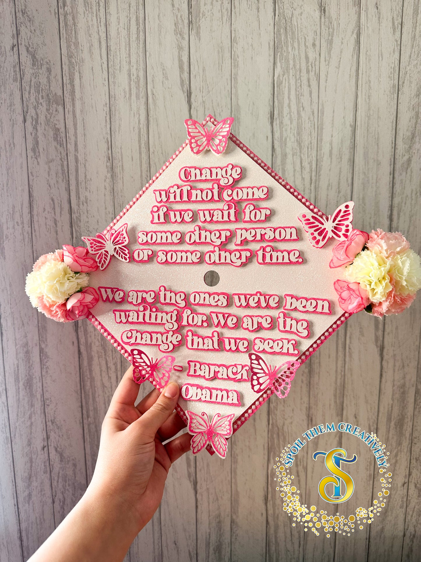 Graduation cap with personalized quote