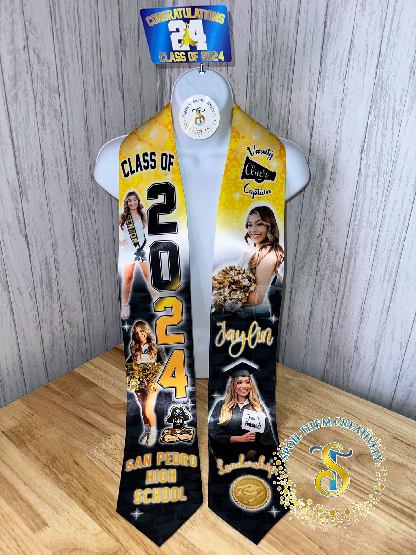 Graduation Stole with 4 Pictures