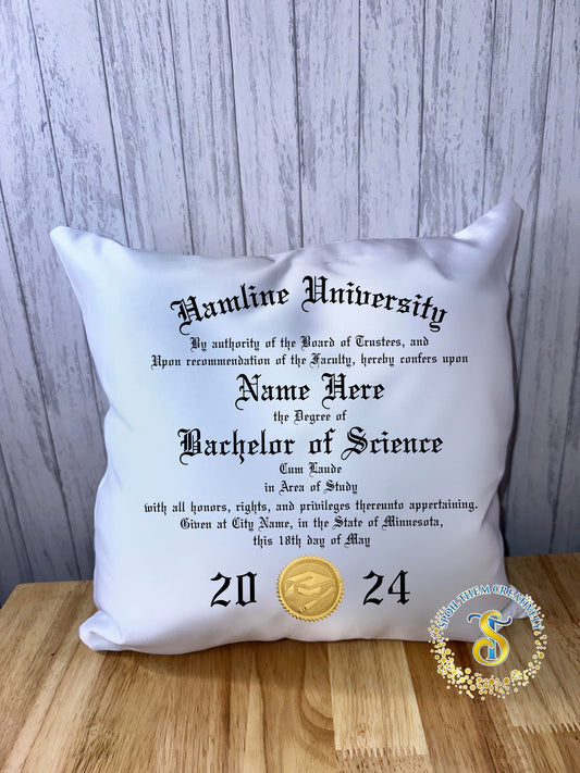 Customize a College Diploma Pillow!