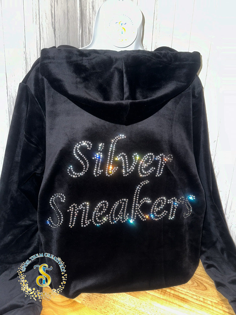 Custom Rhinestone Velour Track Suit