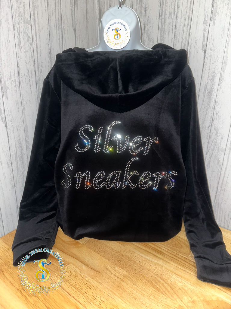 Custom Rhinestone Velour Track Suit