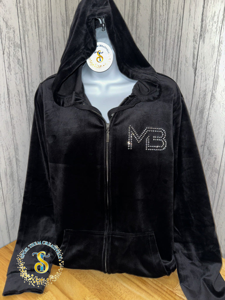 Custom Rhinestone Velour Track Suit