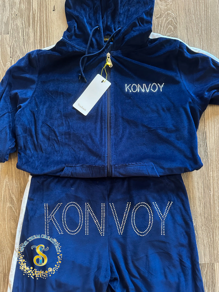 Custom Rhinestone Velour Track Suit