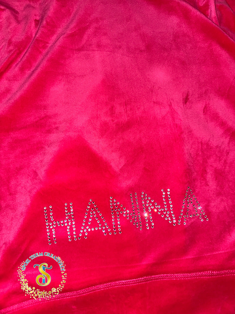 Custom Rhinestone Velour Track Suit