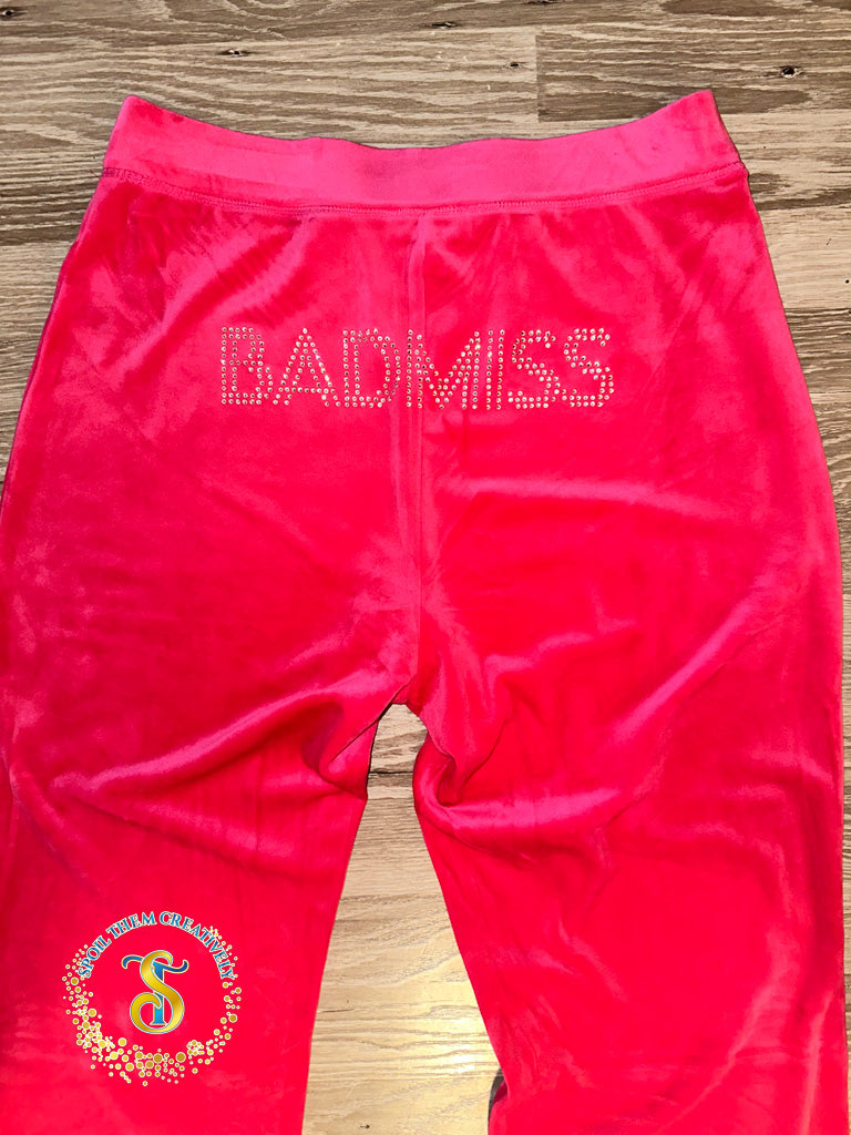 Custom Rhinestone Velour Track Suit