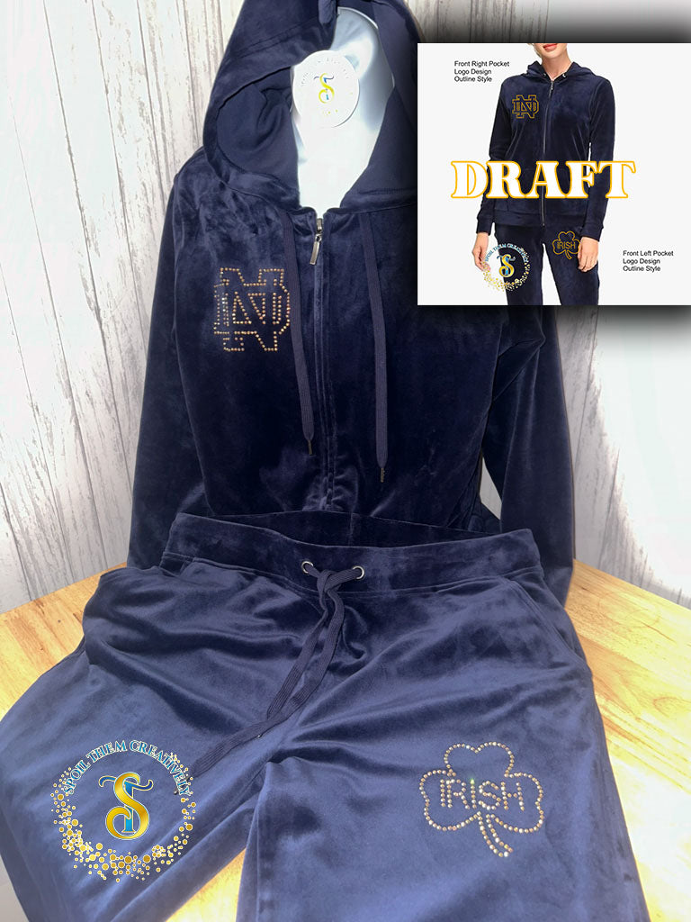 Custom Rhinestone Velour Track Suit