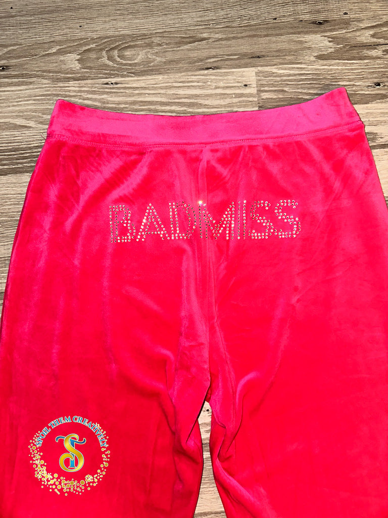 Custom Rhinestone Velour Track Suit