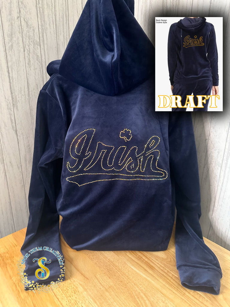 Custom Rhinestone Velour Track Suit