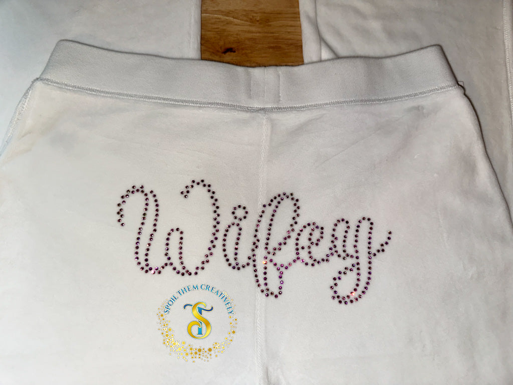 Custom Rhinestone Velour Track Suit