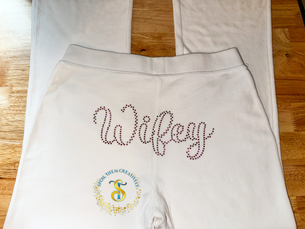 Custom Rhinestone Velour Track Suit