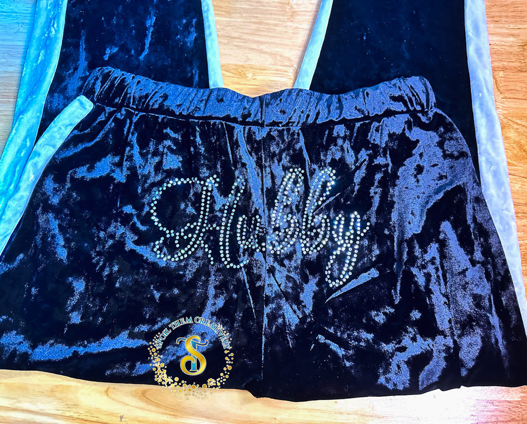 Custom Rhinestone Velour Track Suit