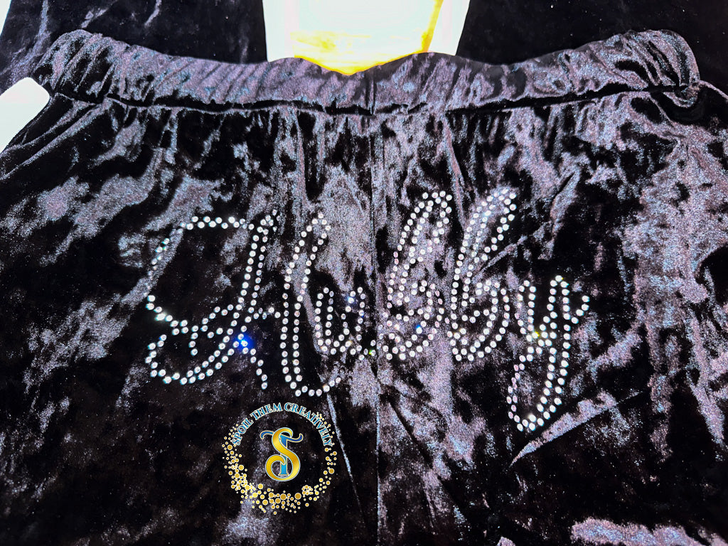 Custom Rhinestone Velour Track Suit