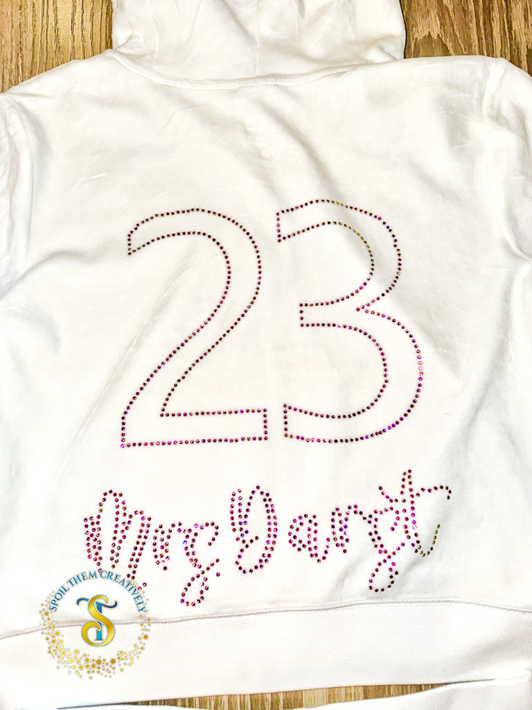 Custom Rhinestone Velour Track Suit