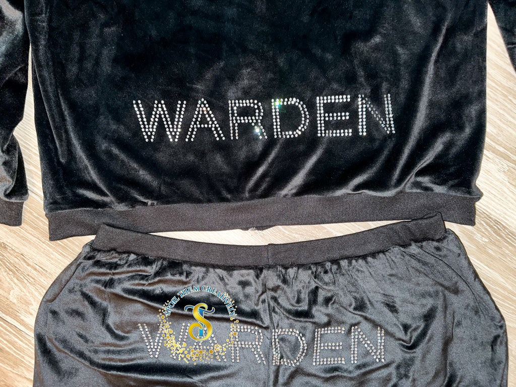 Custom Rhinestone Velour Track Suit