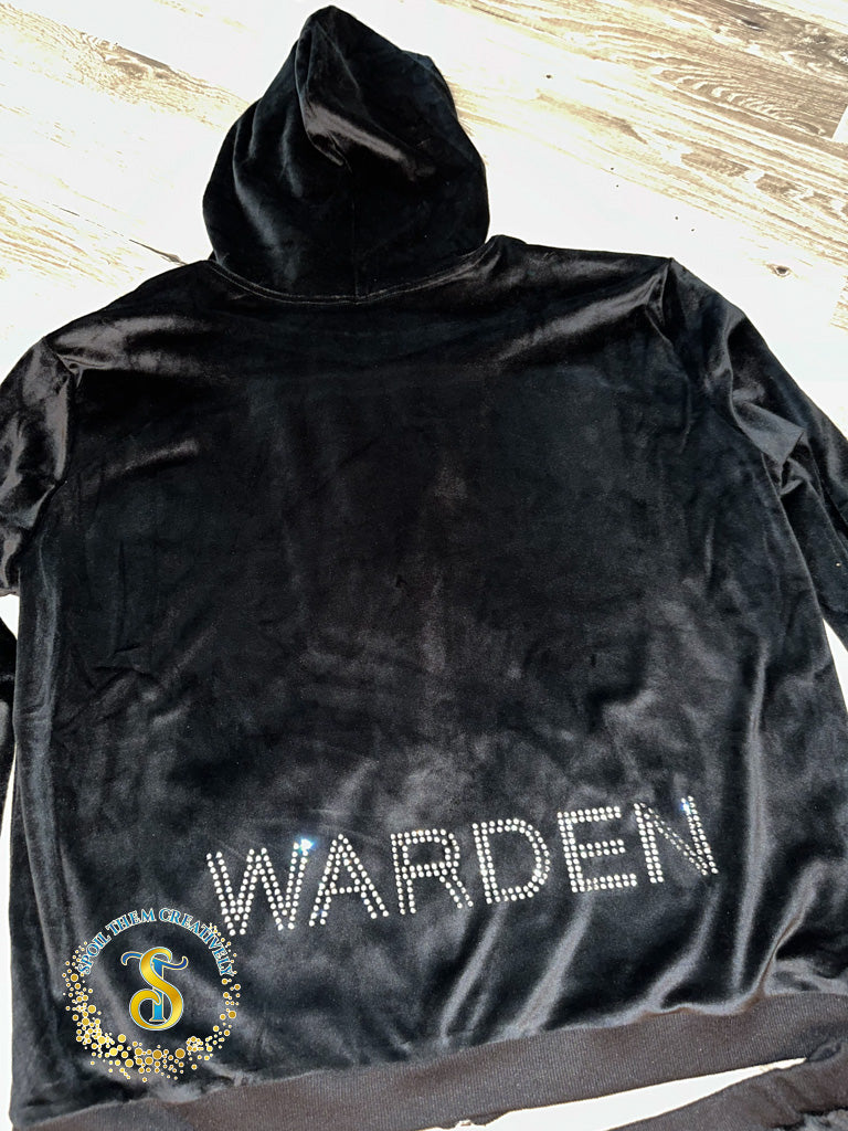 Custom Rhinestone Velour Track Suit