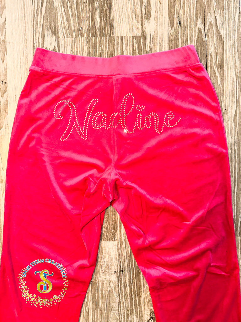 Custom Rhinestone Velour Track Suit